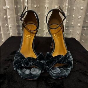 Sam Edelman Black Velvet Bow Heels
